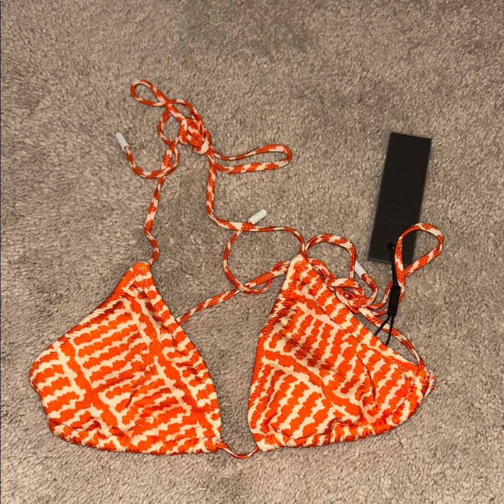 Triangl Swimwear Orange and Cream Bikini Top
